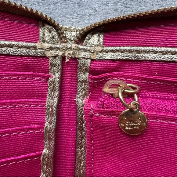 Low start rehab Coach Peyton Tattersall bi fold zip around small Wallet REHAB - Picture 11 of 12